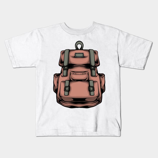 Backpack Kids T-Shirt by phsycartwork